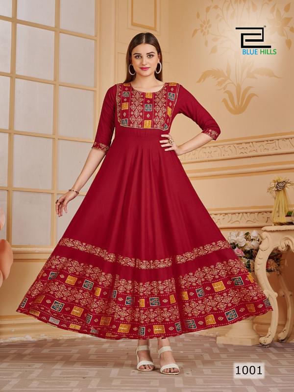 Blue Hills Princess Heavy Rayon Designer Anarkali Kurti Collection